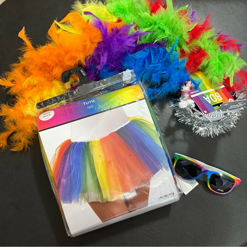 Rainbow Bundle Rainbow Tutu Boa Tiara Sunglasses Set Patty City NWT